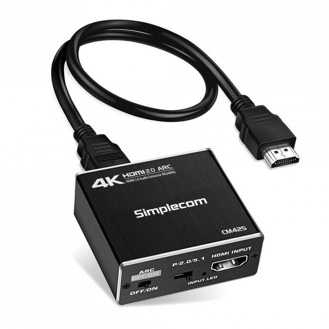 Simplecom CM425 Hdmi 2.0 Audio Extractor Optical Spdif + 3.5MM Stereo With Arc 4K@60Hz