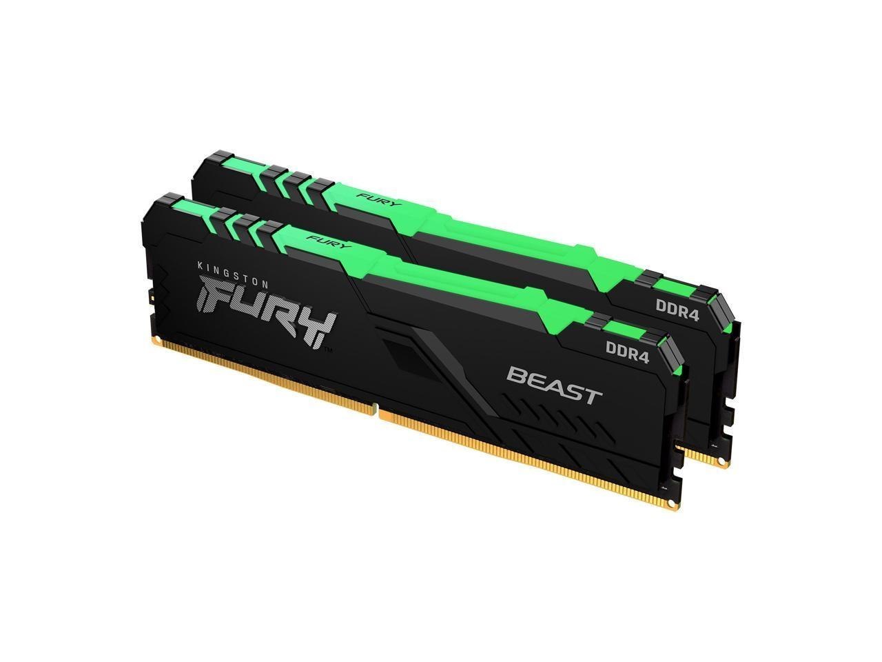 Kingston Fury Beast RGB 32GB (2 X 16GB) 288-Pin PC Ram DDR4 3200 (PC4 25600) Desktop Memory Model Rfib4-26C16k2/32