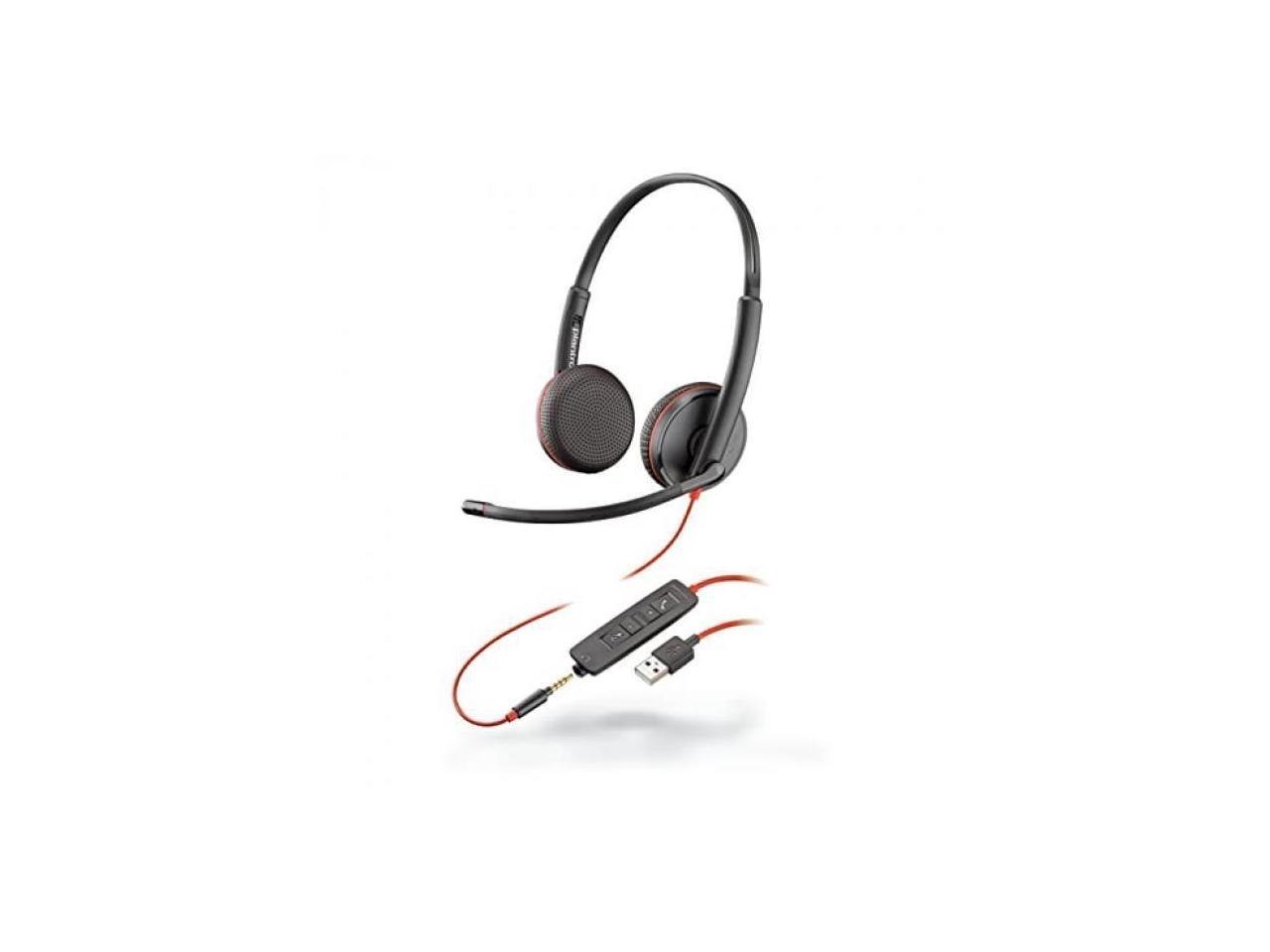 Poly Blackwire 3225 Headset - Stereo - Mini-Phone (3.5MM) - Wired - 32 Ohm - On-Ear - Binaural - Ear-Cup - 7.45 FT Cable - Omni-Directional Microphone - Noise Canceling - Black