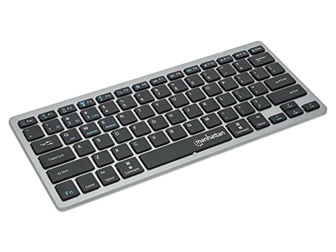 Manhattan Small Bluetooth Wireless Keyboard - Dual Modes Of 2.4G + Bluetooth 4.2 - Connects Up To 3 Devices - Slim Mini Size - For Tablet