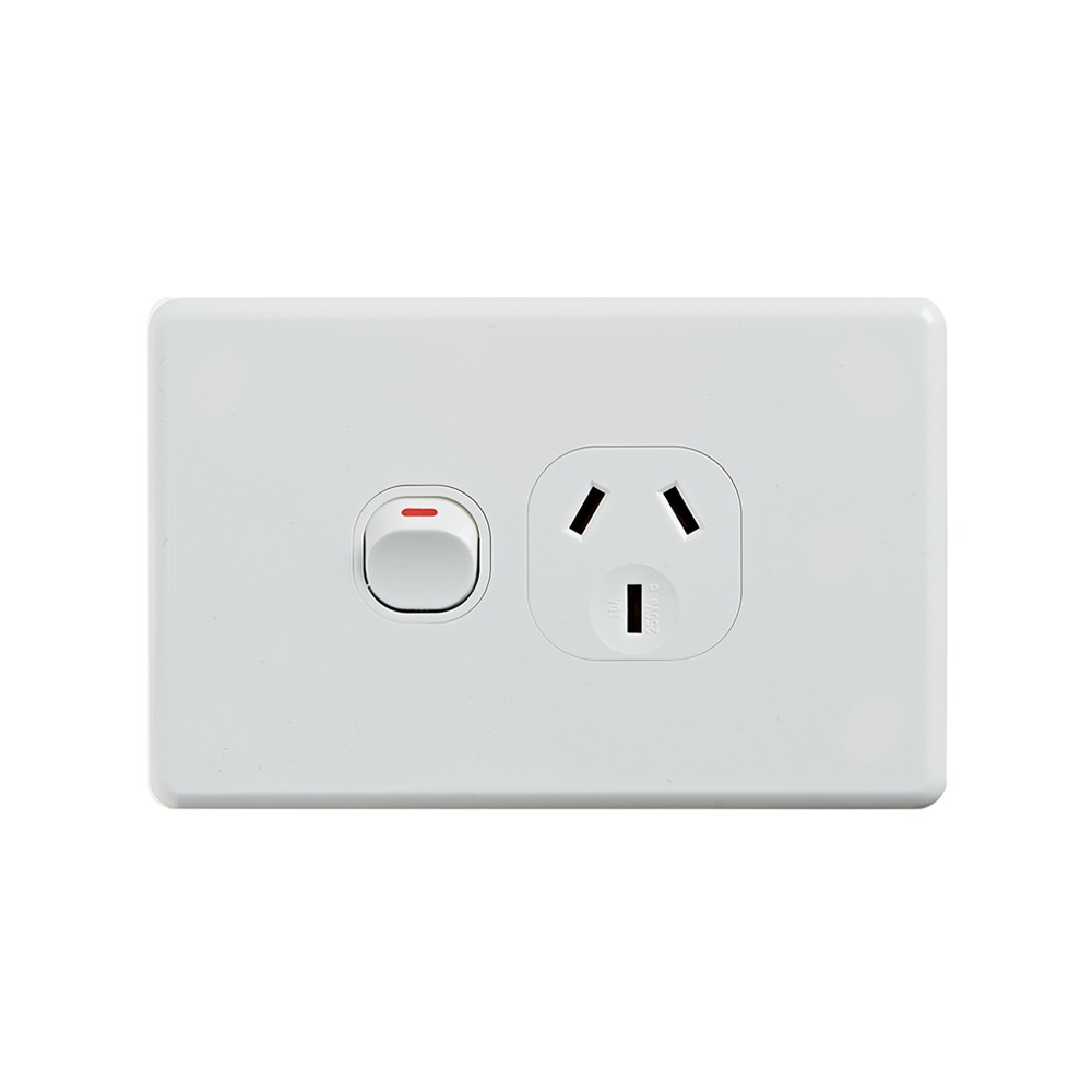 4Cabling 4C | Classic Single Power Point 250V 10A - Horizontal
