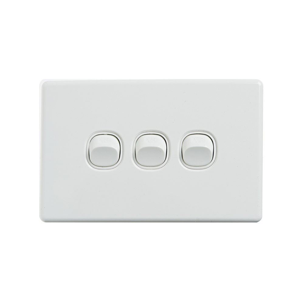 4Cabling 4C | Elegant Wall Switch 3 Gang 250V 16A - Horizontal