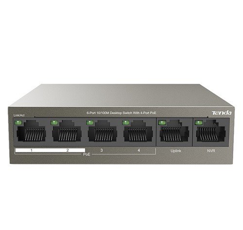 Tenda Tef1106p-4-63W) 6-Port Fe Switch With 4-Port PoE+
