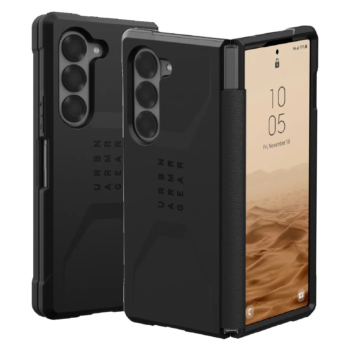 Uag Civilian Samsung Galaxy Z Fold6 Case - Black (214451114040), Drop+ Military Standard, Covered Hinge Design, Raised Screen Surround