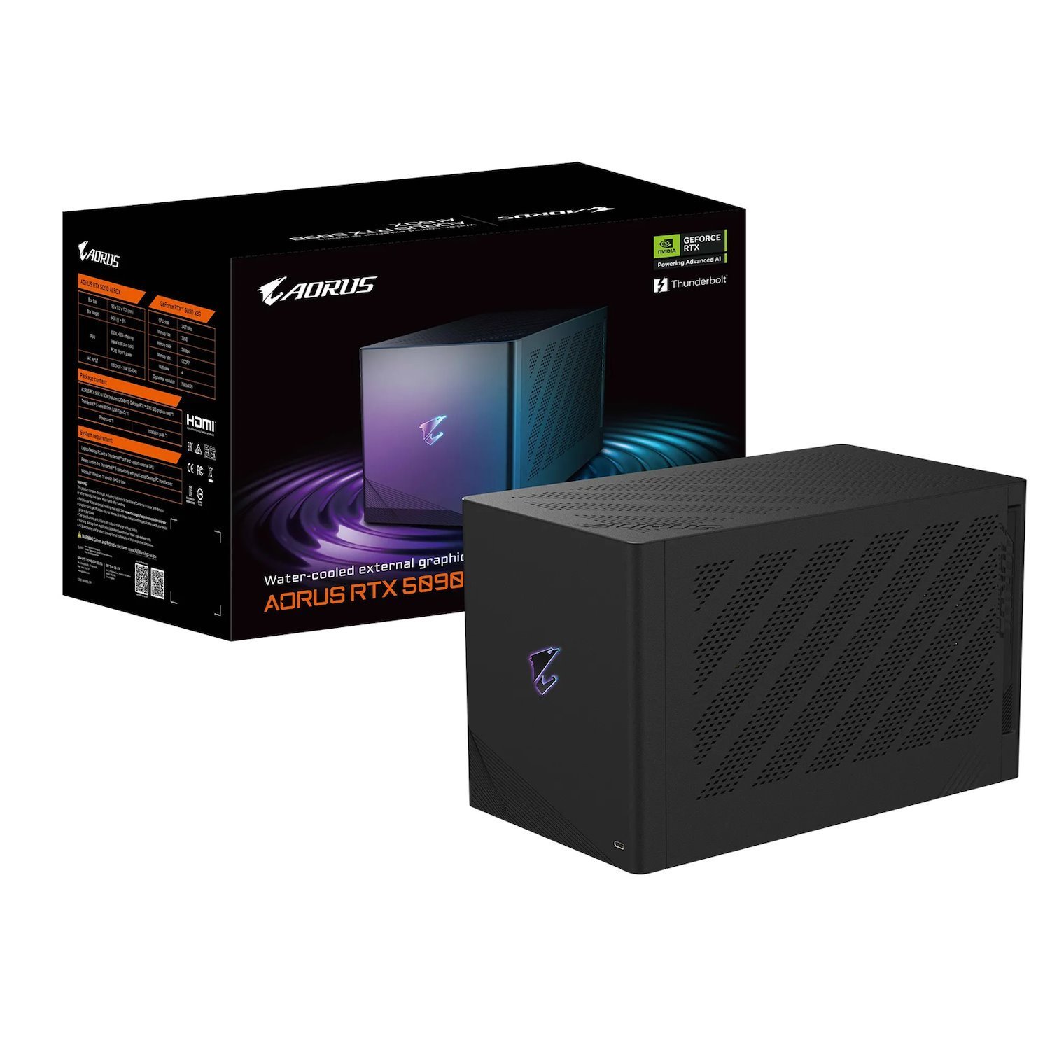 Gigabyte Aorus RTX 5090 Ai Box 32Gb, GDDR7 @28Gbpps, 2407Mhz, 512-Bit, 3X DP 2.1, Hdmi 2.1, 2X TB5, 3X Usb 3.2, Lan, Psu 850W