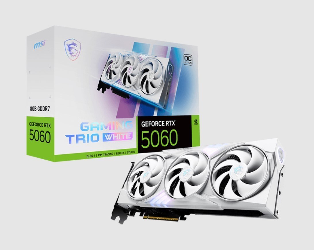 Msi nVidia GeForce RTX 5060 8G Gaming Trio Oc White, Pci Express® Gen 5 X16, Boost: 2625 MHz, Cuda 3840 Units, 8GB GDDR7, Hdmi™ X 1