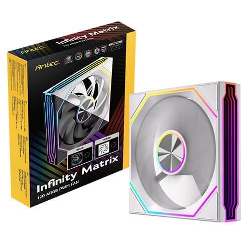 Antec Im 120 Argb - White – 120MM PWM Fan, 800–1800RPM, 46.43CFM, 1.69mmAq, Hydraulic Bearing, Argb