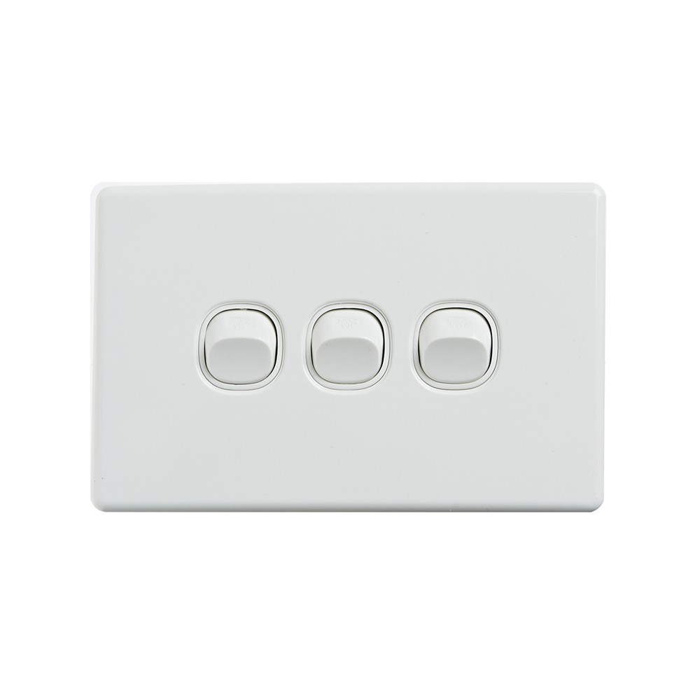 4Cabling 4C | Elegant Wall Switch 3 Gang 250V 16A - Horizontal