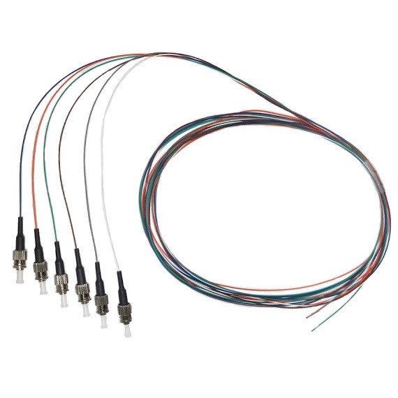 4Cabling Fibre Pigtail ST Os1/ Os2 Singlemode 2M - 6 Pack Rainbow