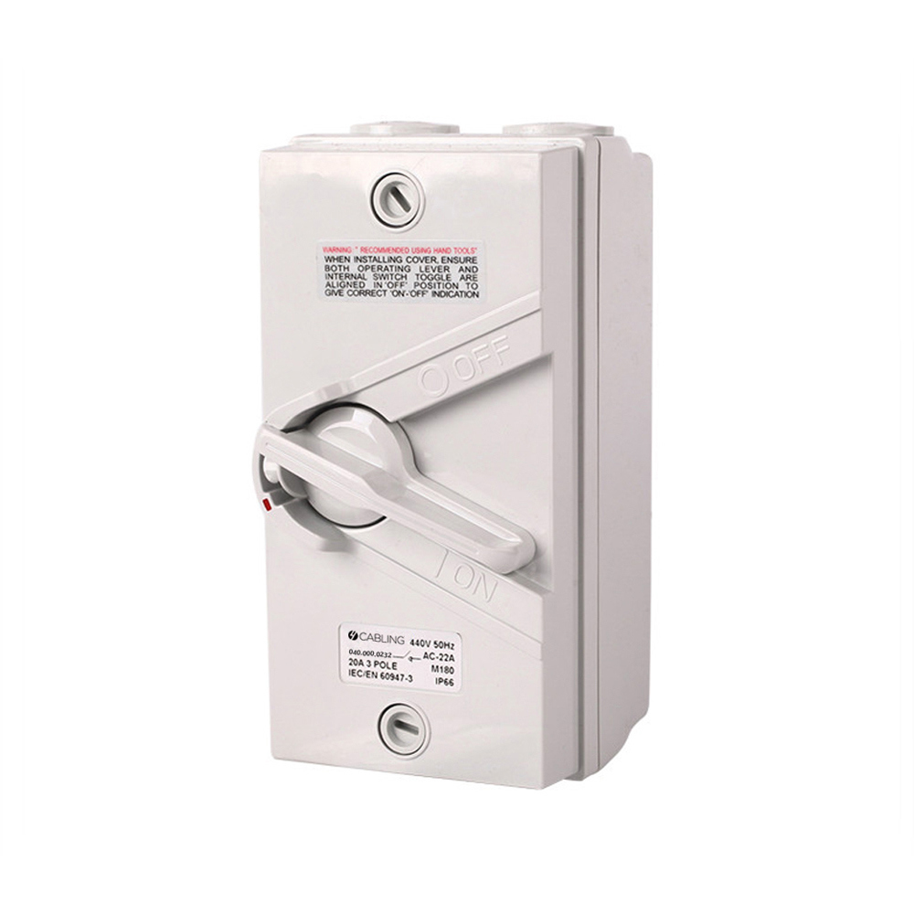 4Cabling 4C | Weatherproof Isolator 3 Pole 440V  20A Ip66