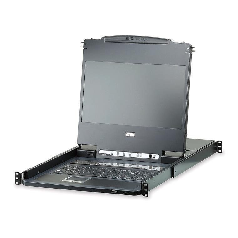 Aten Rackmount Usb Dvi Single Rail 17.3' Widescreen Full HD LCD KVM 8-Port Switch