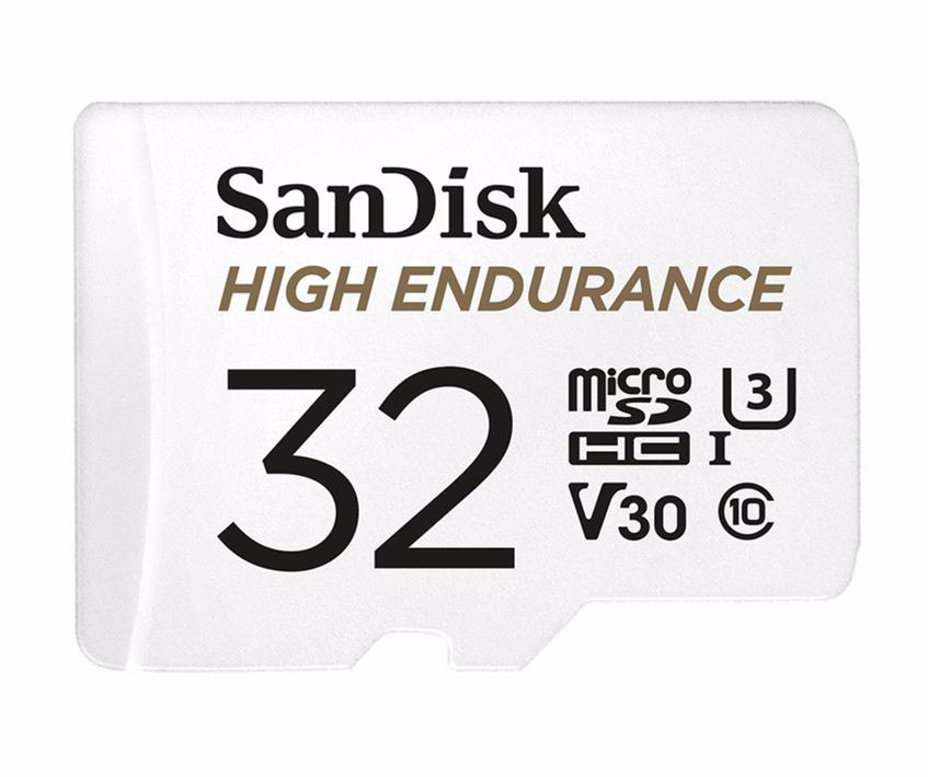 SanDisk 32GB High Endurance microSDHC™ Card SQQNR 2,500 HRS Uhs-I C10 U3 V30 100MB/s R 40MB/s W SD Adaptor 2Y