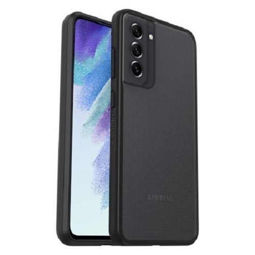 OtterBox Samsung Galaxy S21 Fe 5G React Series Case - Black Crystal (Clear/Black) (77-83981), Raised Screen Bumpers Help Protect Touchscreen