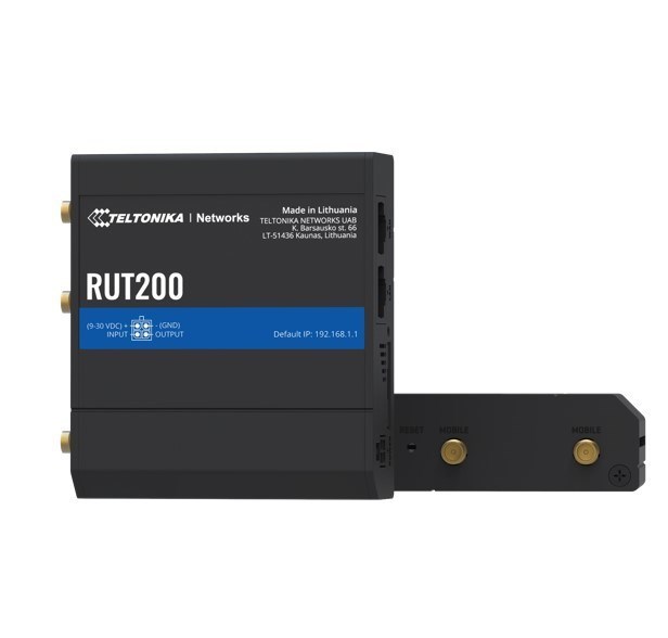 Teltonika Rut200 Industrial Cellular Router, Wan Failover, Compact And Reliable Industrial 4G Lte Router/Firewall, Psu Included