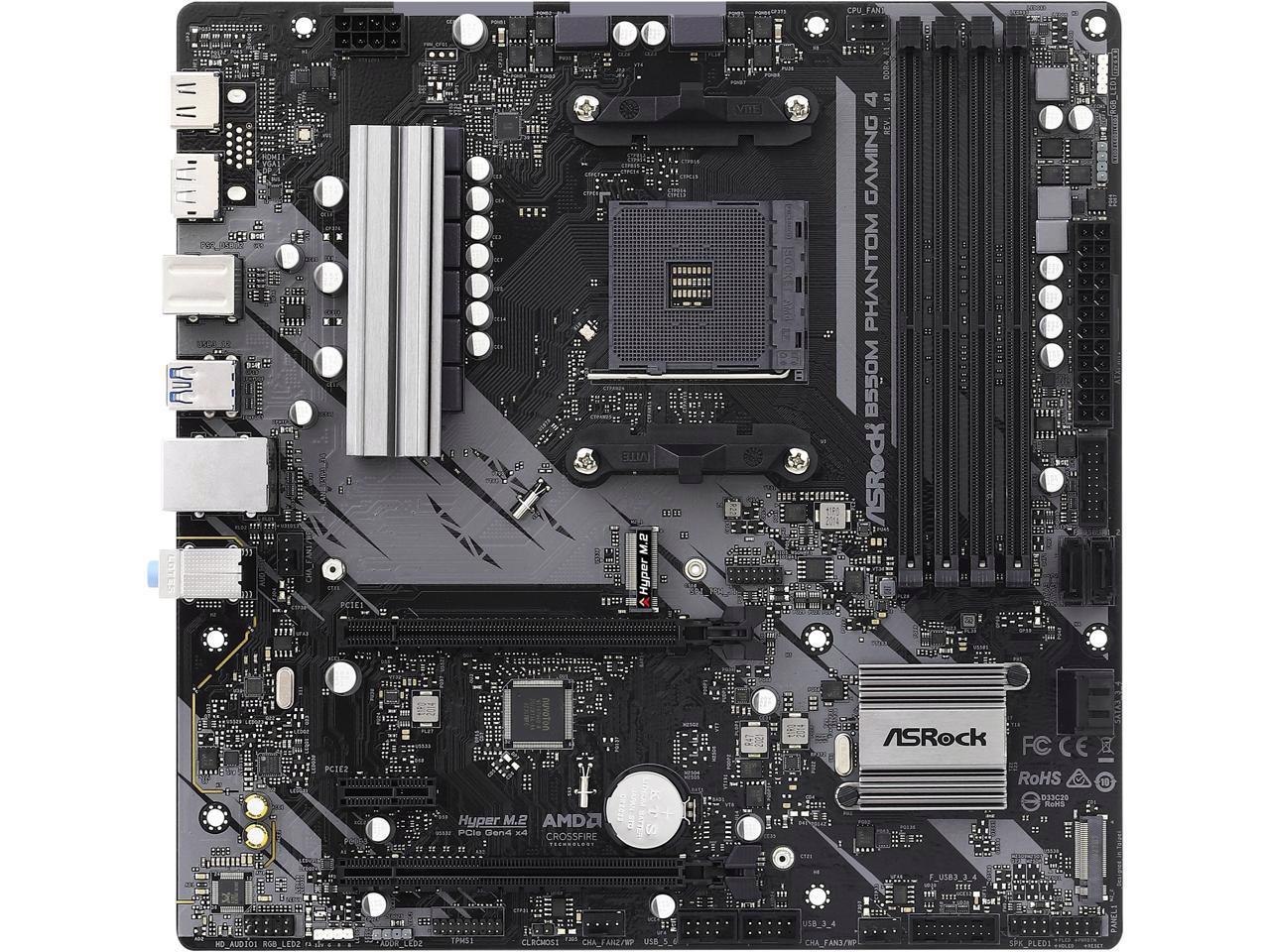 ASRock B550M Phantom Gaming 4 Am4 Amd B550 Sata 6Gb/s Micro Atx Amd Motherboard
