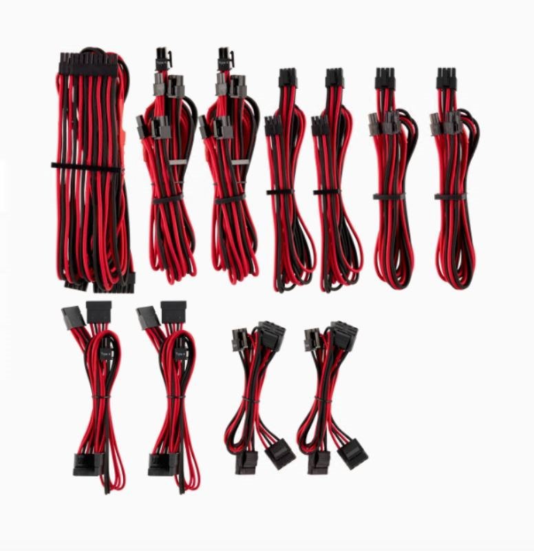 Corsair (LSFor Corsair Psu - Red/Black Premium Individually Sleeved DC Cable Pro Kit, Type 4 (Generation 4)