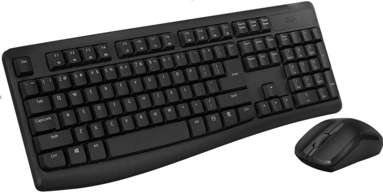 Rapoo X1800Pro Wireless Mouse & Keyboard Combo - 2.4G, 10M Range, Optical, Long Battery, Spill-Resistant Design,1000 Dpi, Nano Receiver, Office Choice