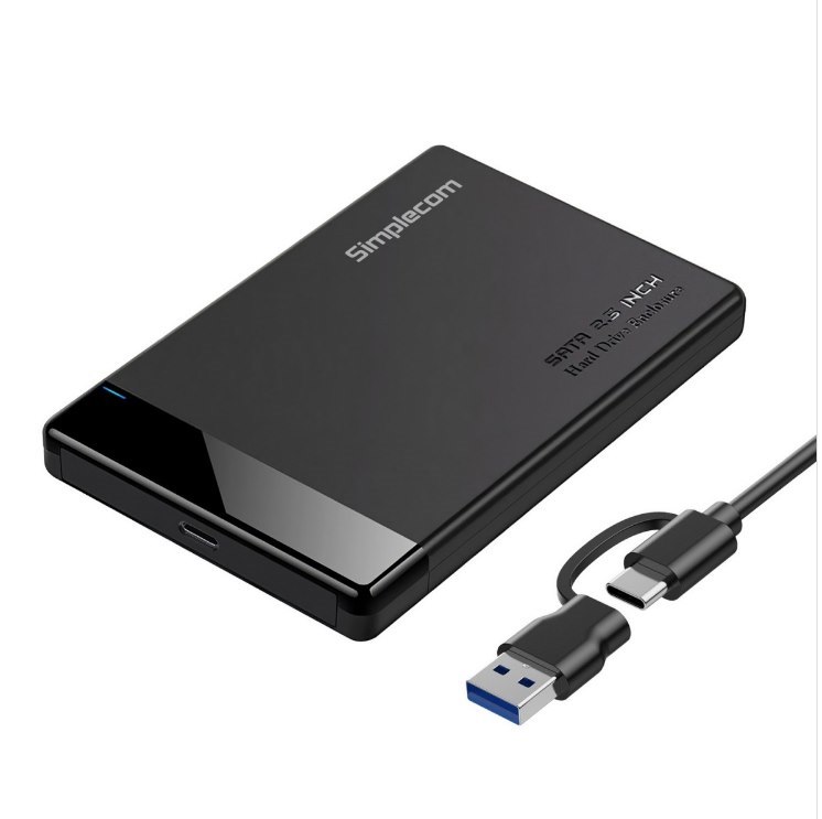 Simplecom Se109 Tool-Free 2.5' Sata HDD SSD To Usb-C Enclosure Usb 3.2 Gen 1 Compatible With 7MM And 9.5MM Laptop 2.5' Sata HDD/SSD