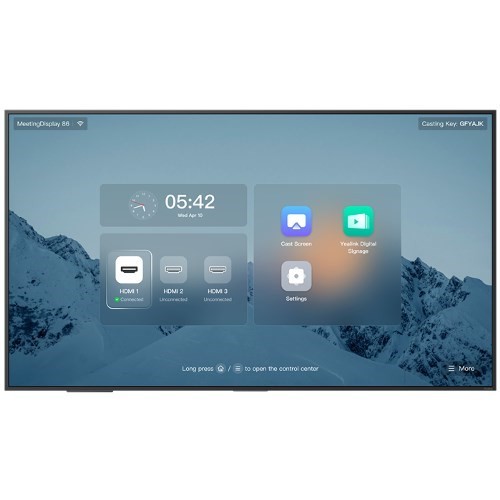 Yealink MeetingDisplay 86' 4K Uhd, Ips Panel, Anti-Glare, Dual 12W Speakers, Wi-Fi 6, Bluetooth 5.1, Hdmi X3