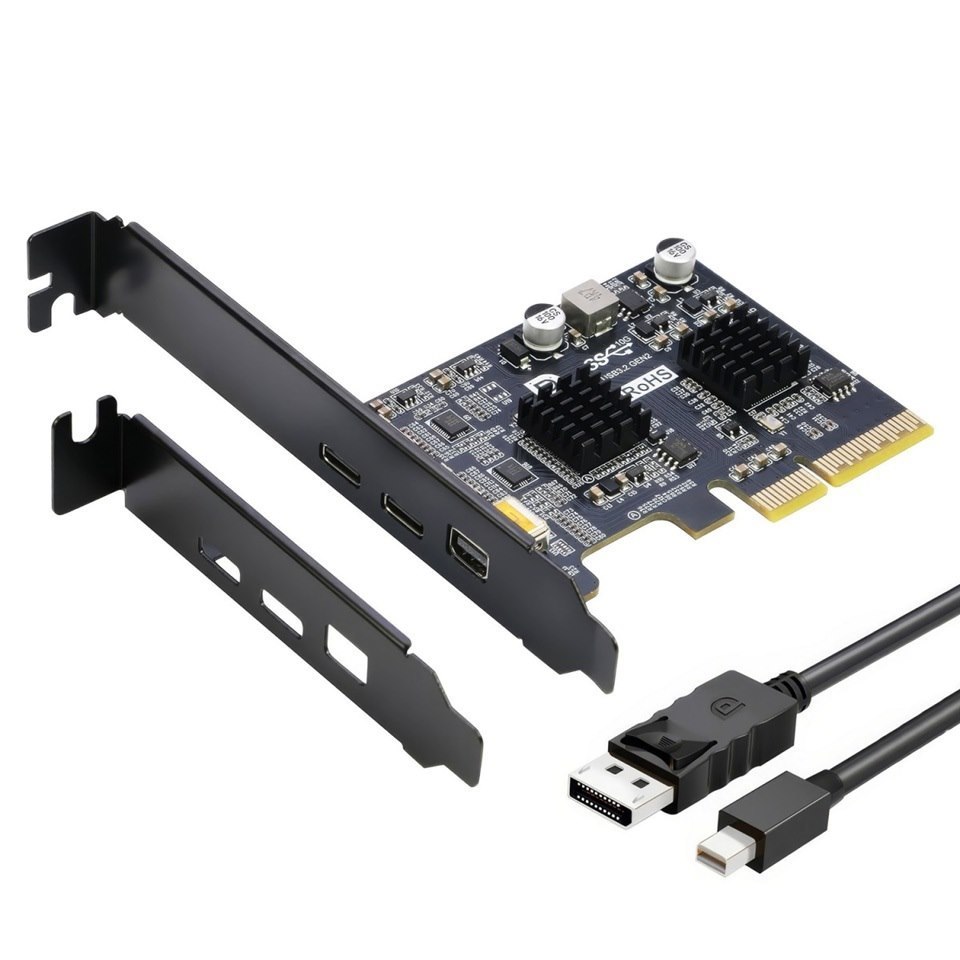 Simplecom Ec365 PCIe X4 To 2-Port Usb 3.2 Gen Ii Type-C With Mini DisplayPort Input For Usb-C DP Alt Mode Expansion Card