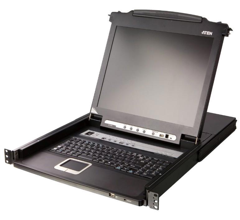 Aten Rackmount 17.3' FHD LCD 8-Port Ps/2-Usb Vga Single Rail LCD KVM Switch, Control Up To 256 Computers From A Single Console