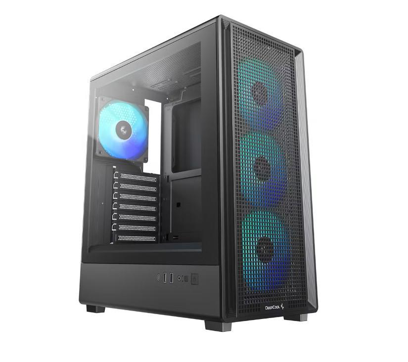 DeepCool CC550 4F High Airflow Mid Tower Atx Case, 4 Pre-Installed Fans, Usb3.0 X1,Usb2.0 x1,Type-C x1,Audio X1