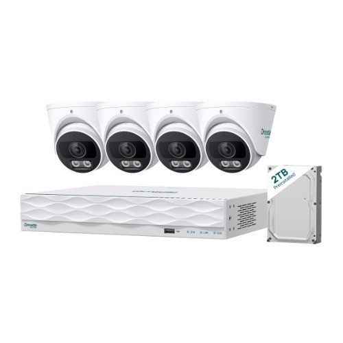 TP-Link Omada T5S4-2T 5MP Turret PoE Security Camera System With 2TB HDD, 4 Cameras With 16-Channel NVR