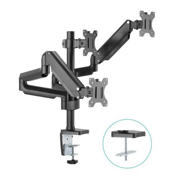 mBeat (LS) Mbeat® Activiva ErgoLife Triple Monitor Screen Gas Spring Monitor Arm Support Monitor Types: Flat Screen And Curved Screen Screen Size: 17'-27'