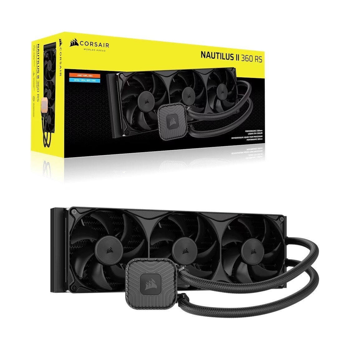 Corsair Nautilus Ii 360 RS Liquid Cpu Cooler - Black, 360MM Rad, FlowDrive 2S Pump, 420–2100 RPM, PWM, Zero RPM Mode, Am5/Am4 And Lga 1851/1700Support