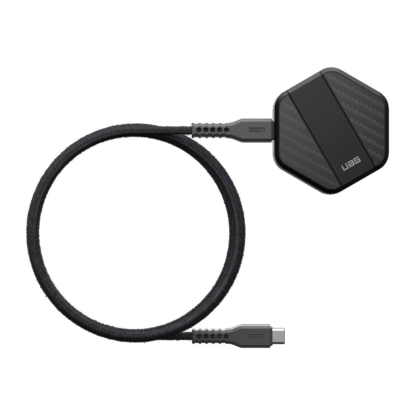 Uag Wireless Charging Pad With Stand - Black/Carbon Fiber(9B4410114042),Up To 15W Of Wireless Power,Detachable 4FT Braided Usb-C Cable,1 Year Warranty