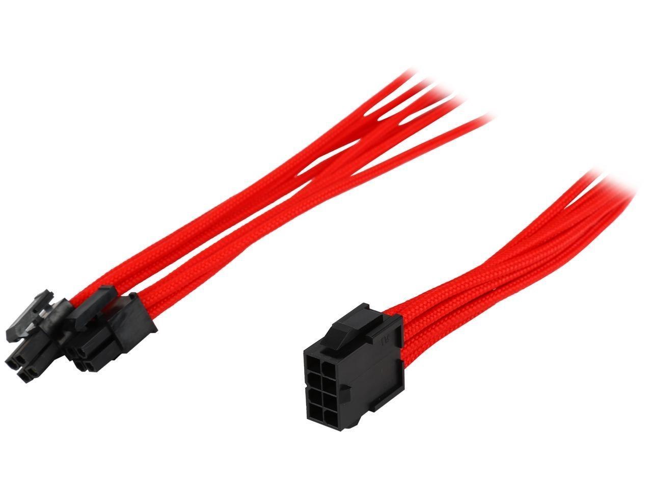 Phanteks PH-CB8P_RD 1.64 FT. (0.50M) 8 To 8 (4+4 )Pin M/B Premium Sleeved Extension Cable