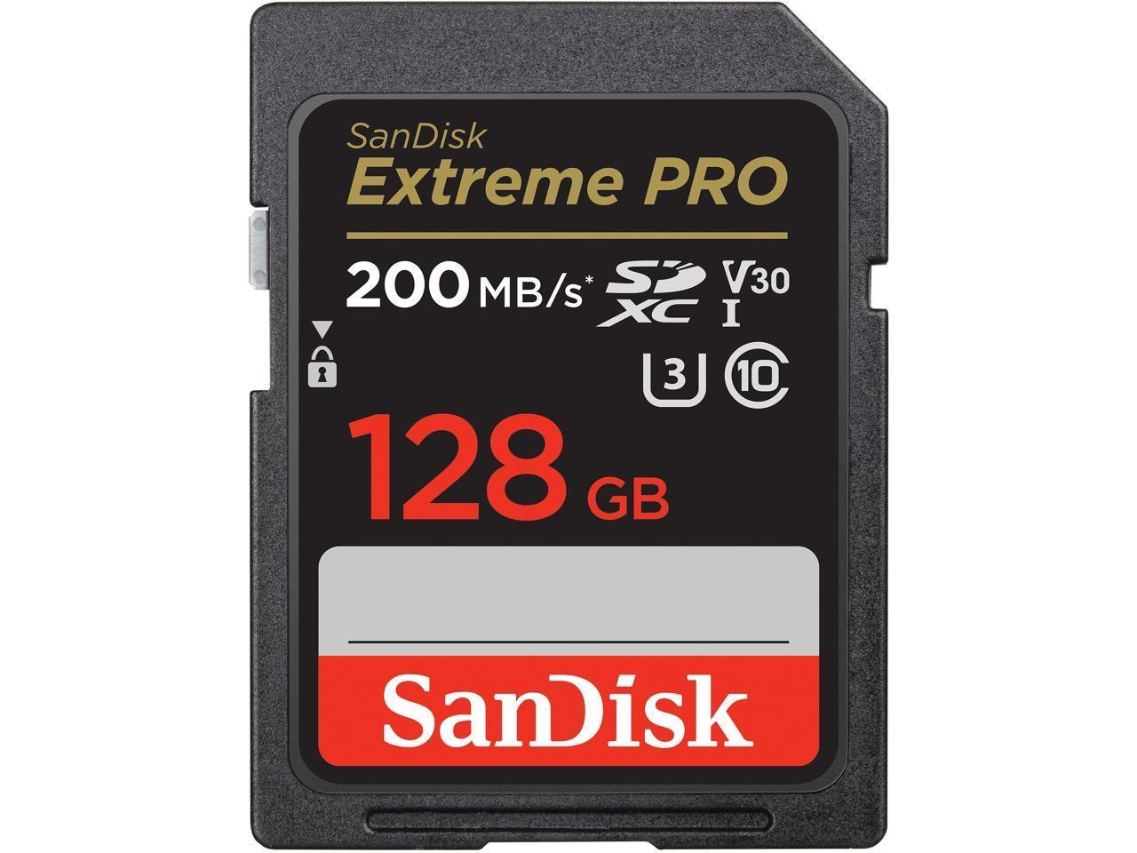 SanDisk 128GB Extreme Pro SDXC Uhs-I/U3 V30 Class 10 Memory Card