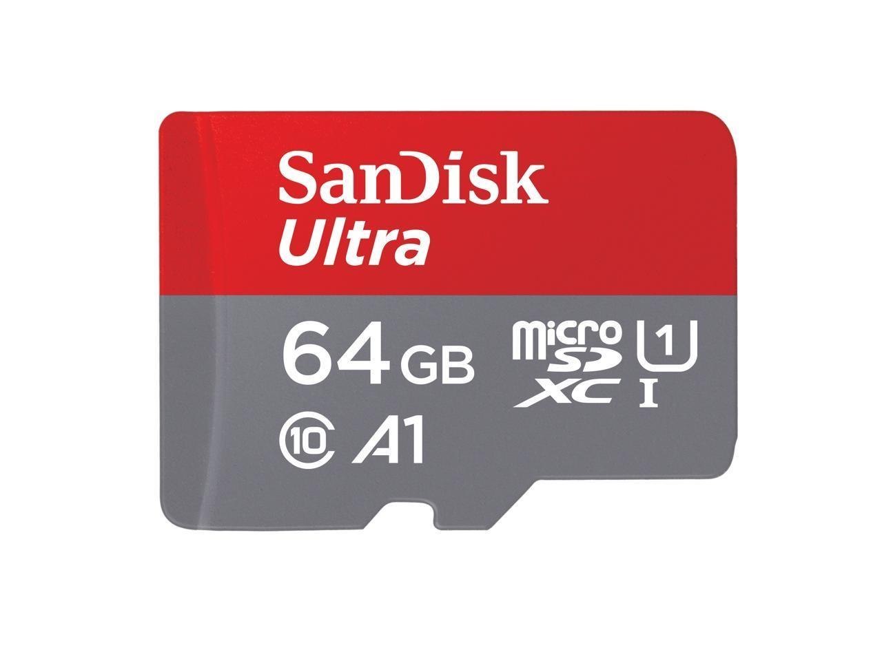 SanDisk 64GB Ultra microSDXC A1 Uhs-I/U1 Class 10 Memory Card With Adapter