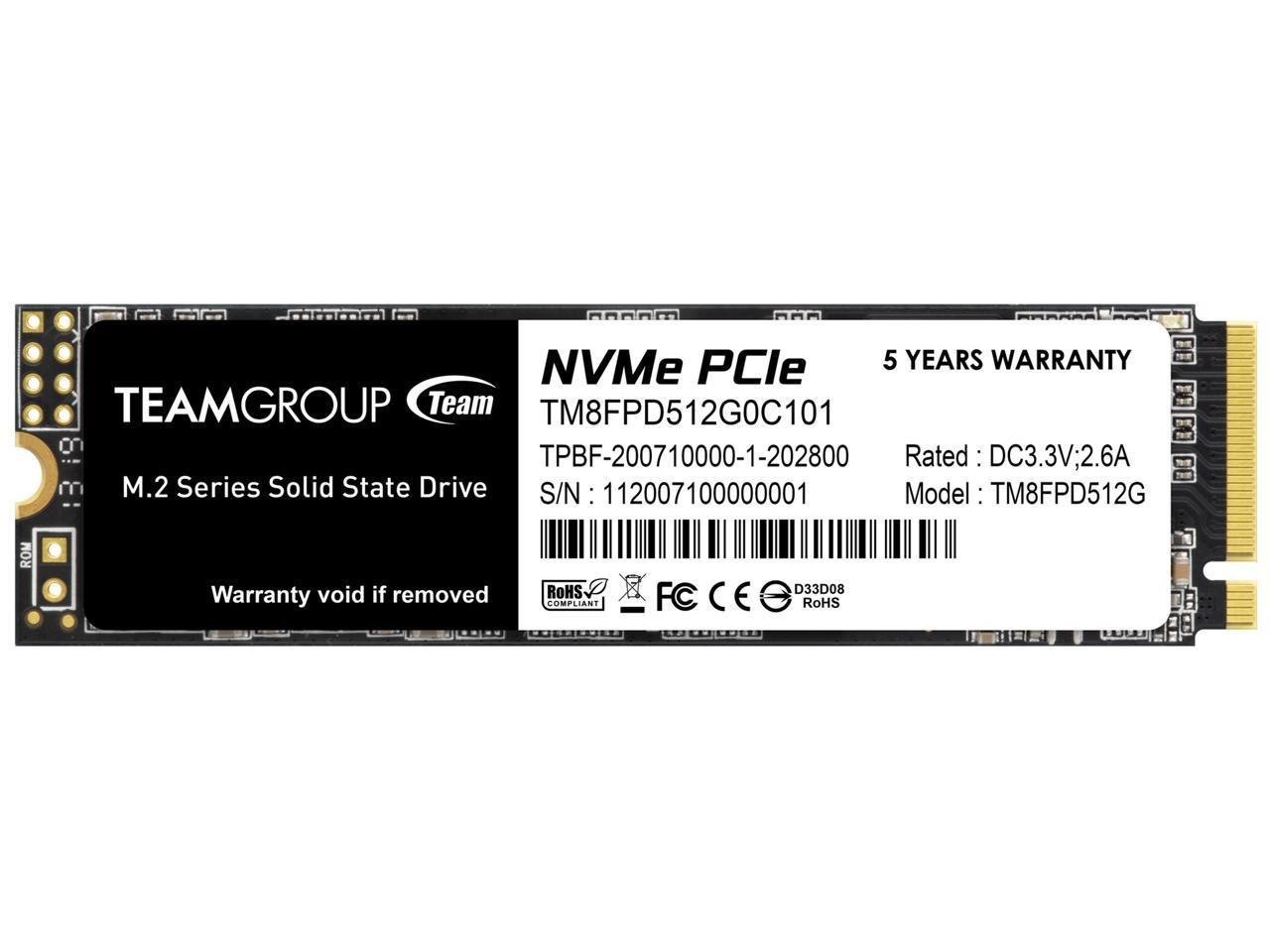 Team Group MP33 Pro M.2 2280 512GB PCIe 3.0 X4 With NVMe 1.3 3D Nand Internal Solid State Drive (SSD) TM8FPD512G0C101