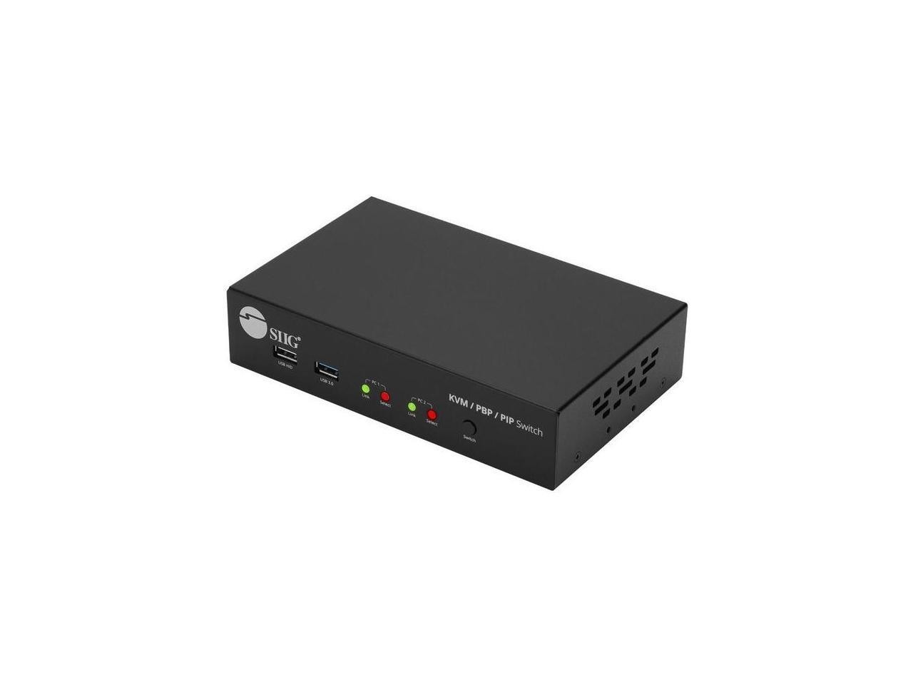 SIIG 2-Port 4K HDMI KVM Switch with PBP Roaming Mouse & PIP