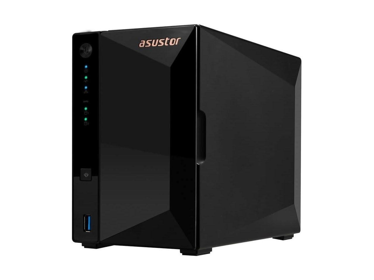 Asustor Drivestor 2 Pro Gen2 AS3302T v2, 2 Bay NAS Enclosure Network Storage, 1.7GHz Quad-Core, 2.5GbE Port, 2GB RAM DDR4, Network Attached Storage for Cloud Storage (Diskless)