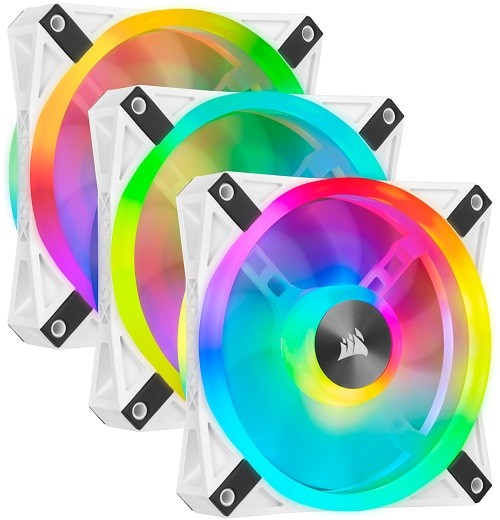Corsair White QL120 RGB, 120MM RGB Led Fan, Triple Pack With Lighting Node Core