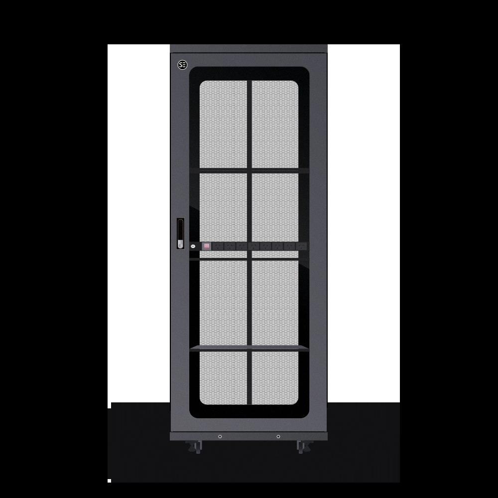 Serveredge 42Ru Fully Assembled Free Standing Server Cabinet - 800W X 1200D X 2062HIncludes:Front Glass DoorDual Rear Mesh Doors1 X 8 Way Pdu1 X 4 Way Fan Unit3 X Fixed Shelves: 750MM DepthL- Shaped R
