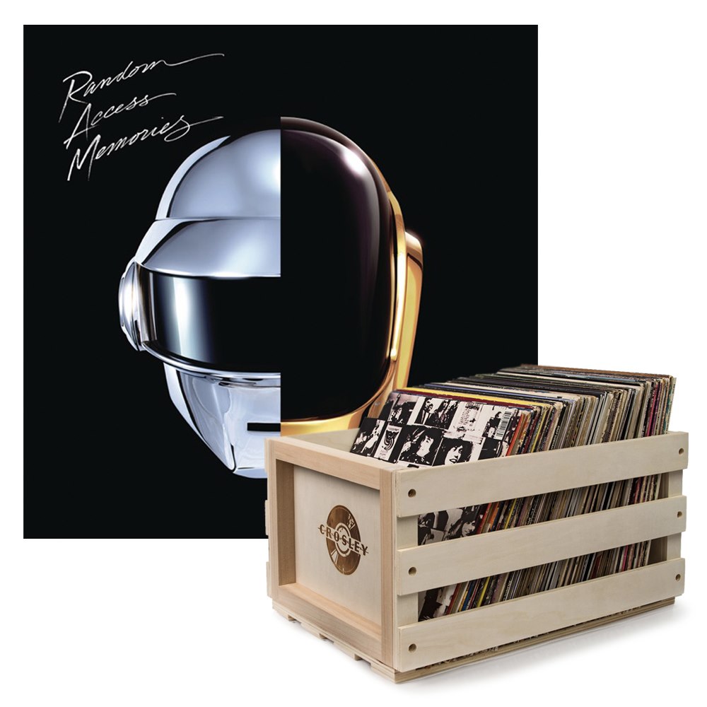 Sony Crosley Record Storage Crate Daft Punk Random Access Memories Vinyl Album Bundle