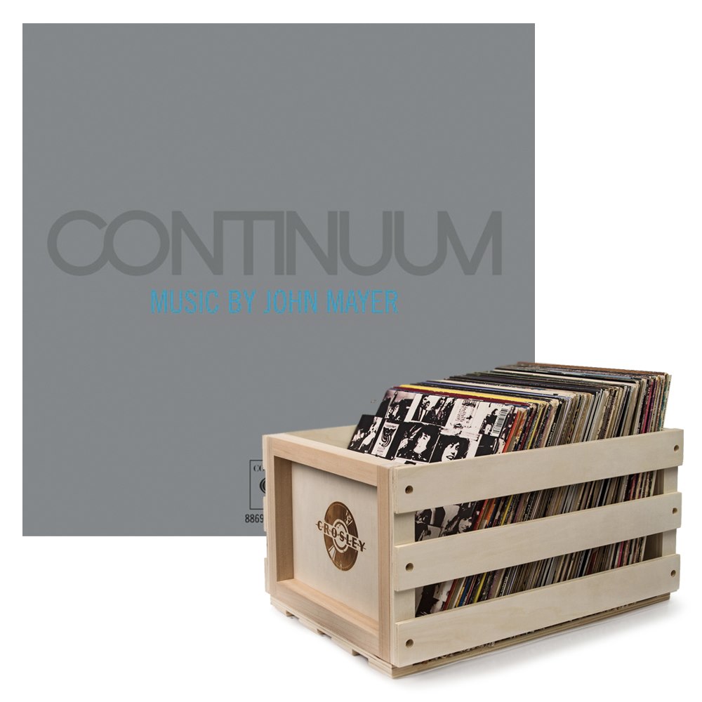 Sony Crosley Record Storage Crate John Mayer Continuum Vinyl Album Bundle