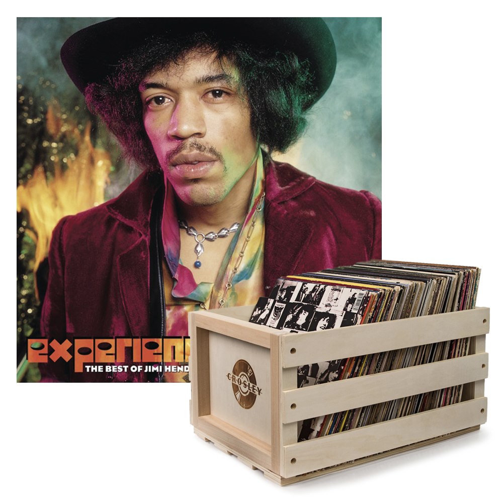 Sony Crosley Record Storage Crate The Jimi Hendrix Experience Eperience Hendrix: The Best Of Jimi Hendrix Vinyl Album Bundle