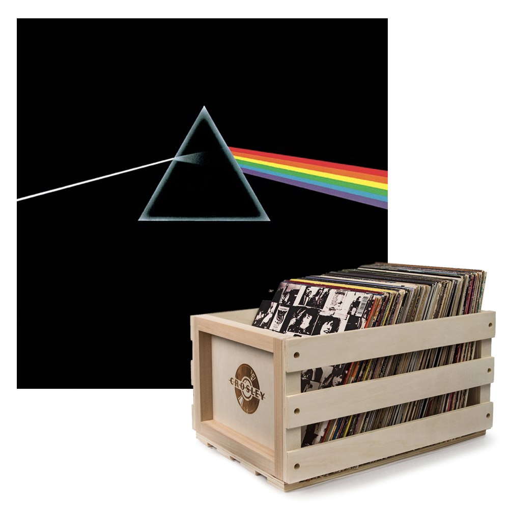 Sony Crosley Record Storage Crate Pink Floyd The Dark Side Of The Moon Vinyl Album Bundle