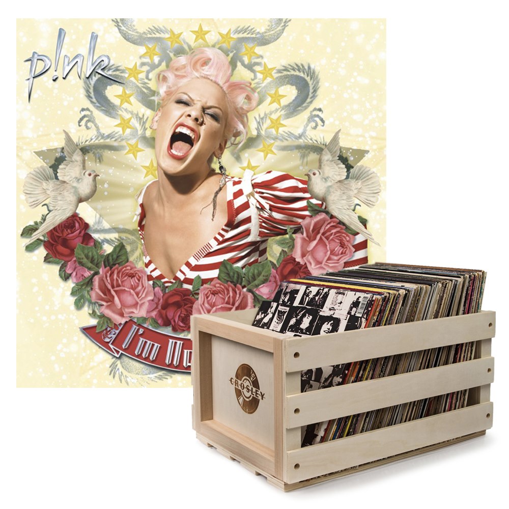 Sony Crosley Record Storage Crate P!NK Im Not Dead Vinyl Album Bundle