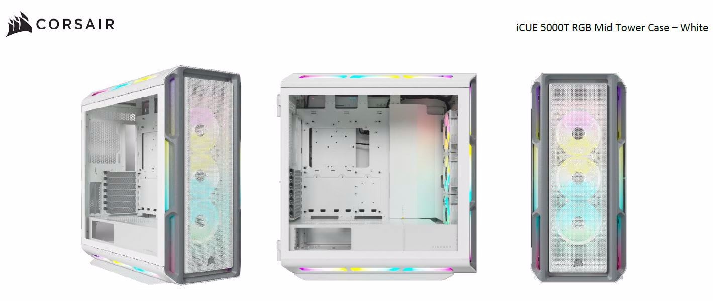 Corsair Icue 5000T RGB Mid-Tower Case, White