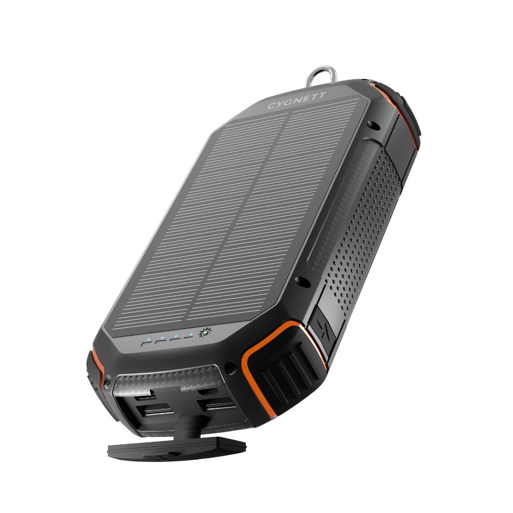 Cygnett ChargeUp OutBack 20K mAh Outdoor Solar Power Bank - Black (Cy4412pbche), 1X Usb-C (15W), 2X Usb-A (12W), Ip54 Dust And Waterproof, Flashlight