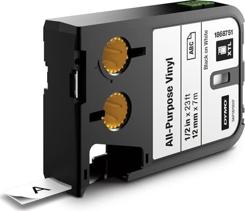 Dymo Tape Vinyl 12MM Svart/Vit - XTL