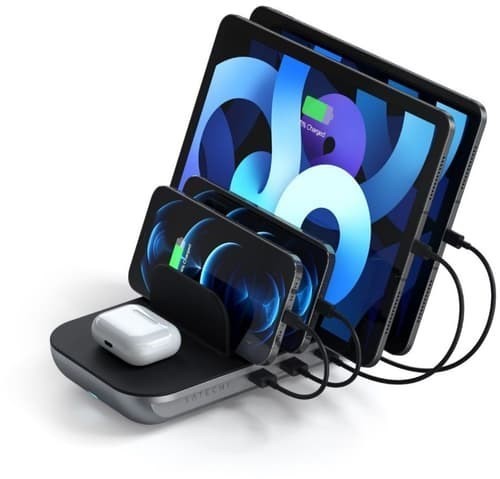 Satechi Dock5 USB-laddningsstation Med TRÅDLÖS Laddning GRÅ, Svart