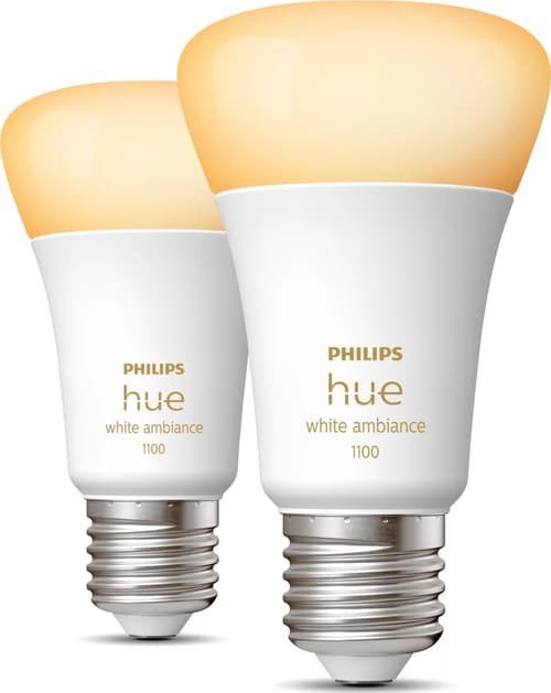Philips Hue White Ambiance A60 – E27 Smart Ljuskälla – 1100 (2-Pack)