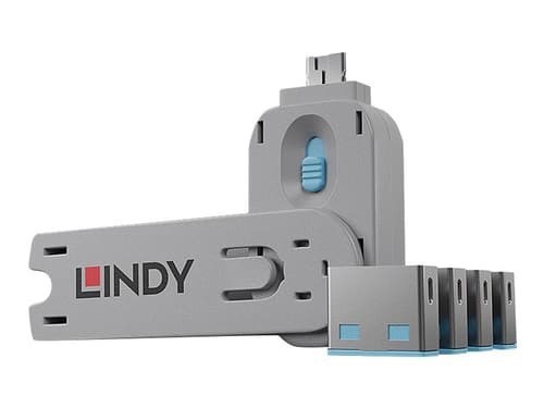 Lindy Usb Portblockerare BLÅ 4-Pack