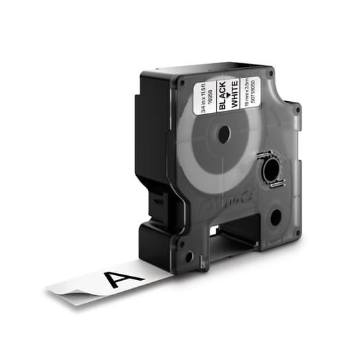 Dymo Tape D1 12MM Svart/Vit Flexible